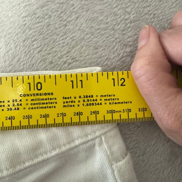 ReDone Women's‎ 90s High Rise Ankle Crop Button Fly Denim Jeans 24 White Raw Hem - Picture 9 of 11